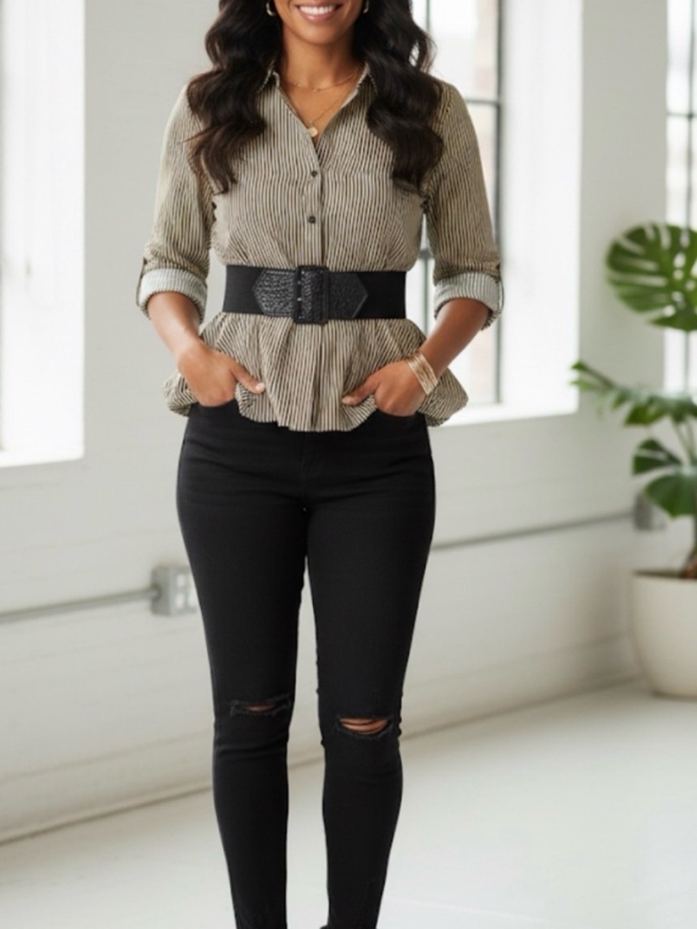 Giorgio di Sant’Angelo Peplum Top and belt- XL